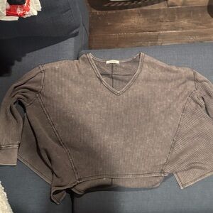 Brown V-Neck Knit Sweater